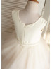 Champagne Satin Ruffle Tulle Knee Length Flower Girl Dress 